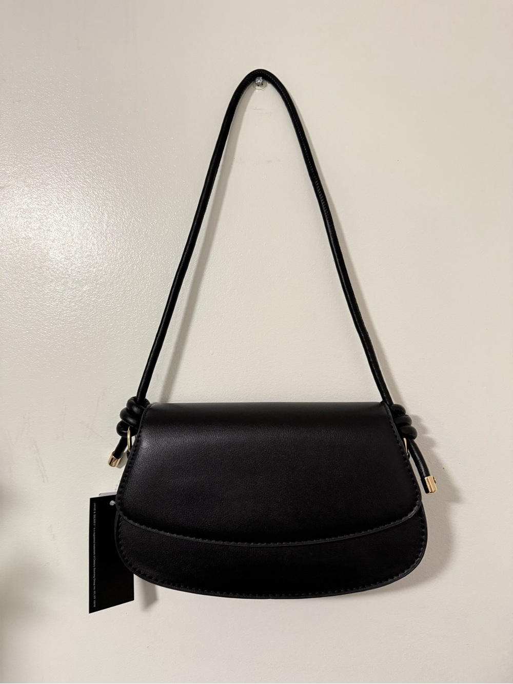 Classic Black Shoulder Bag with Gold Accents